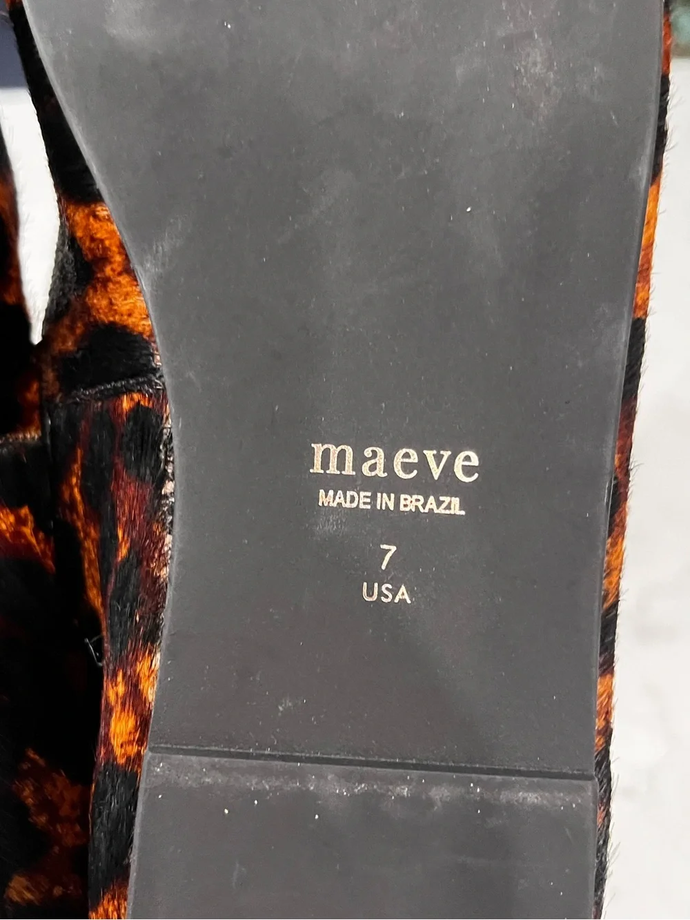 MAEVE Criss Cross Mary Jane Flats Calf Hair Leather Leopard Print Size 7 NWOB